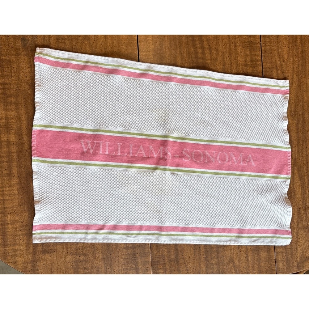 Williams-Sonoma Green, White Pink‎ WAFFLE 100% TURKISH Cotton Dish Cloth 18x26"